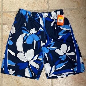 NWT Nike Swim trunks board shorts Men’s M blue Tropical Pull On Beach Coastal